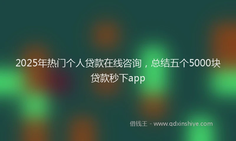 2025年热门个人贷款在线咨询，总结五个5000块贷款秒下app
