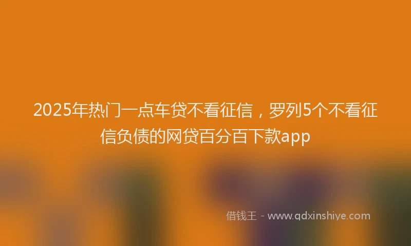 2025年热门一点车贷不看征信，罗列5个不看征信负债的网贷百分百下款app