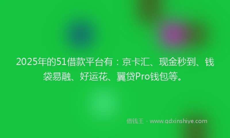 2025年的51借款平台有：京卡汇、现金秒到、钱袋易融、好运花、翼贷Pro钱包等。