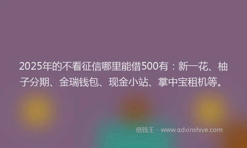 2025年的不看征信哪里能借500有：新一花、柚子分期、金瑞钱包、现金小站、掌中宝租机等。