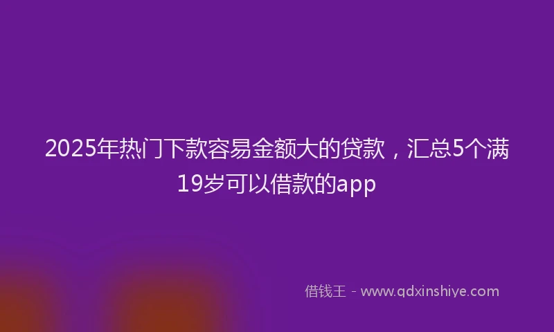 2025年热门下款容易金额大的贷款，汇总5个满19岁可以借款的app