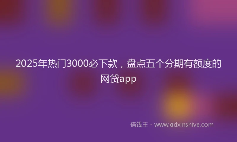 2025年热门3000必下款，盘点五个分期有额度的网贷app