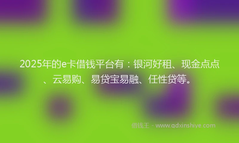 2025年的e卡借钱平台有：银河好租、现金点点、云易购、易贷宝易融、任性贷等。
