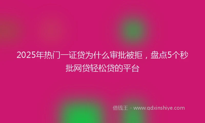 2025年热门一证贷为什么审批被拒，盘点5个秒批网贷轻松贷的平台