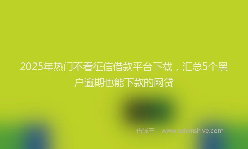 2025年热门不看征信借款平台下载，汇总5个黑户逾期也能下款的网贷