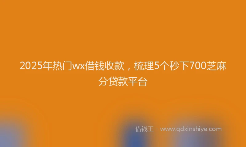 2025年热门wx借钱收款，梳理5个秒下700芝麻分贷款平台
