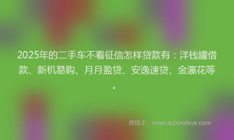 2025年的二手车不看征信怎样贷款有：洋钱罐借款、新机易购、月月盈贷、安逸速贷、金瀛花等。