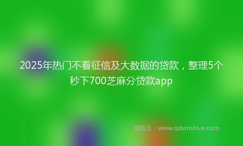 2025年热门不看征信及大数据的贷款，整理5个秒下700芝麻分贷款app