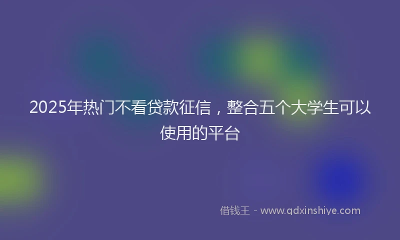 2025年热门不看贷款征信，整合五个大学生可以使用的平台