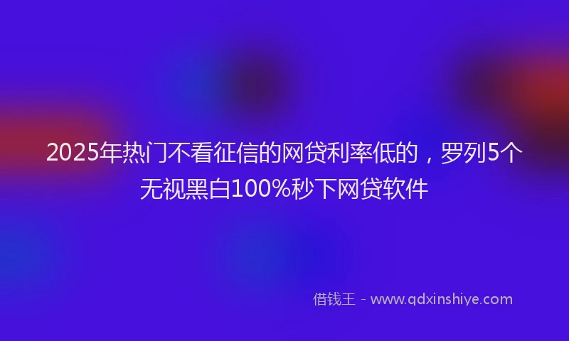 2025年热门不看征信的网贷利率低的，罗列5个无视黑白100%秒下网贷软件
