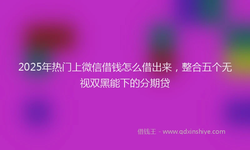 2025年热门上微信借钱怎么借出来，整合五个无视双黑能下的分期贷