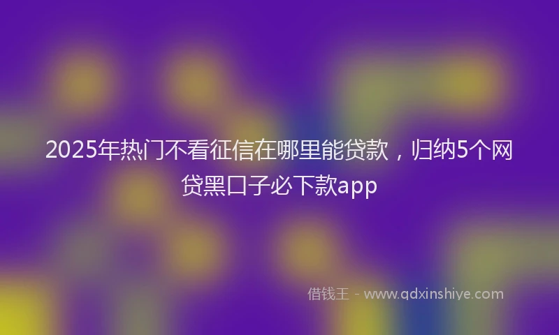 2025年热门不看征信在哪里能贷款，归纳5个网贷黑口子必下款app