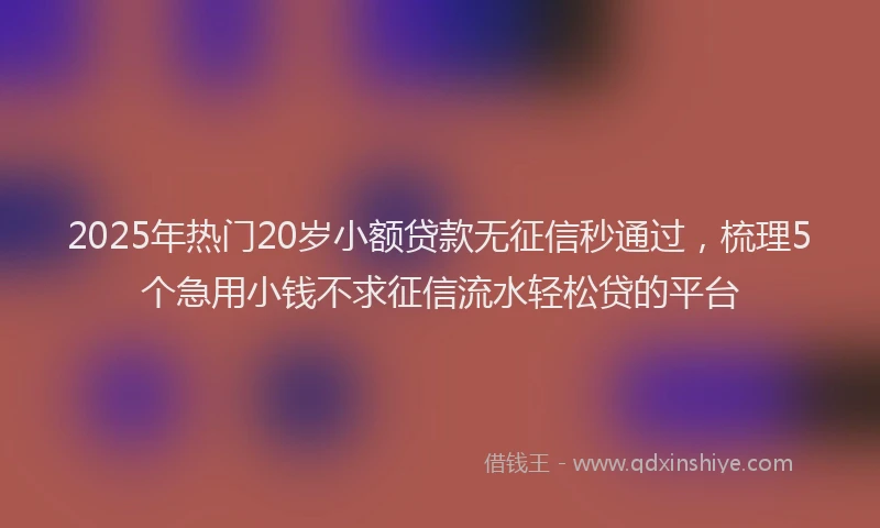 2025年热门20岁小额贷款无征信秒通过，梳理5个急用小钱不求征信流水轻松贷的平台