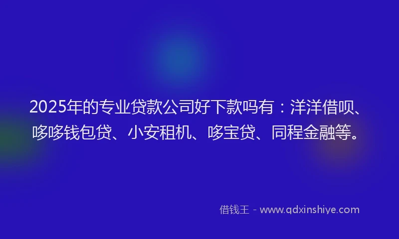 2025年的专业贷款公司好下款吗有：洋洋借呗、哆哆钱包贷、小安租机、哆宝贷、同程金融等。