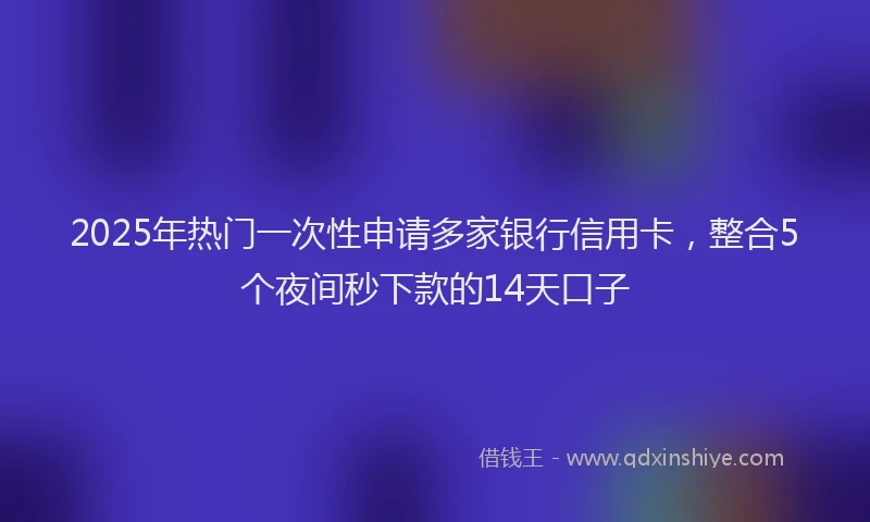2025年热门一次性申请多家银行信用卡，整合5个夜间秒下款的14天口子