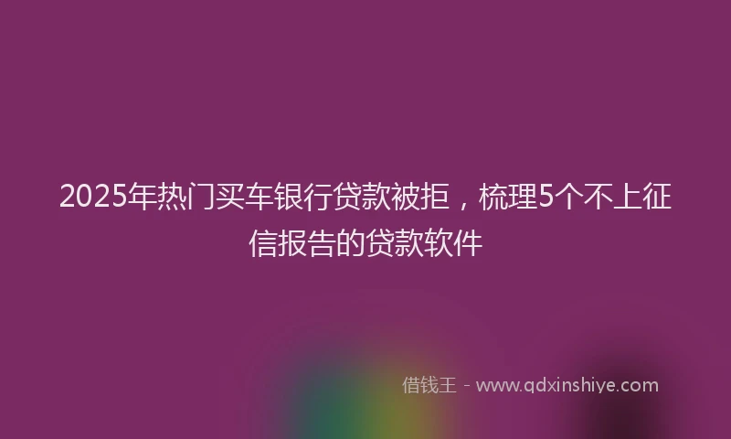 2025年热门买车银行贷款被拒，梳理5个不上征信报告的贷款软件