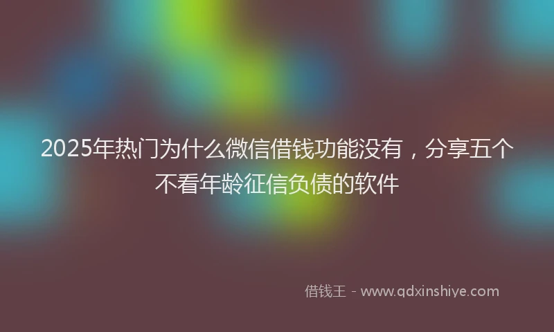 2025年热门为什么微信借钱功能没有，分享五个不看年龄征信负债的软件