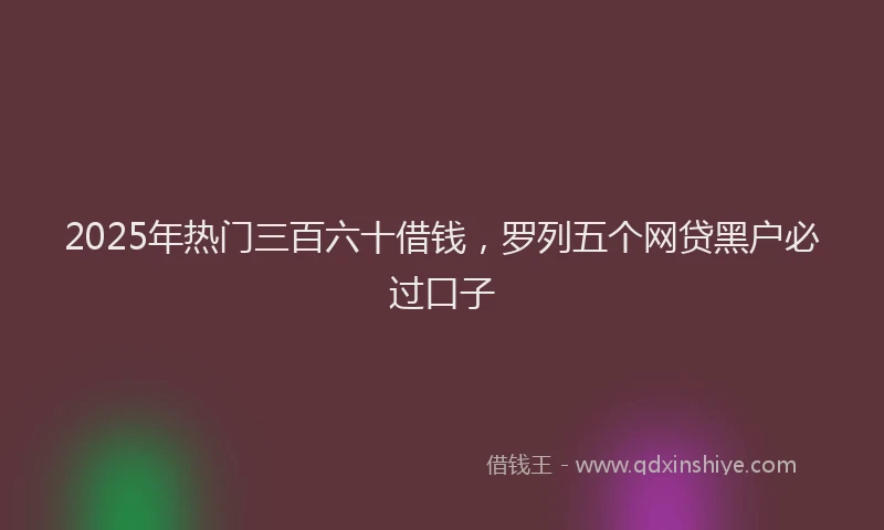 2025年热门三百六十借钱，罗列五个网贷黑户必过口子
