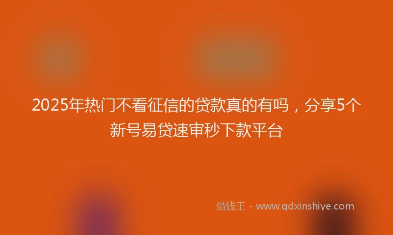 2025年热门不看征信的贷款真的有吗，分享5个新号易贷速审秒下款平台