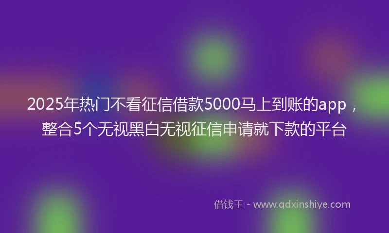 2025年热门不看征信借款5000马上到账的app，整合5个无视黑白无视征信申请就下款的平台