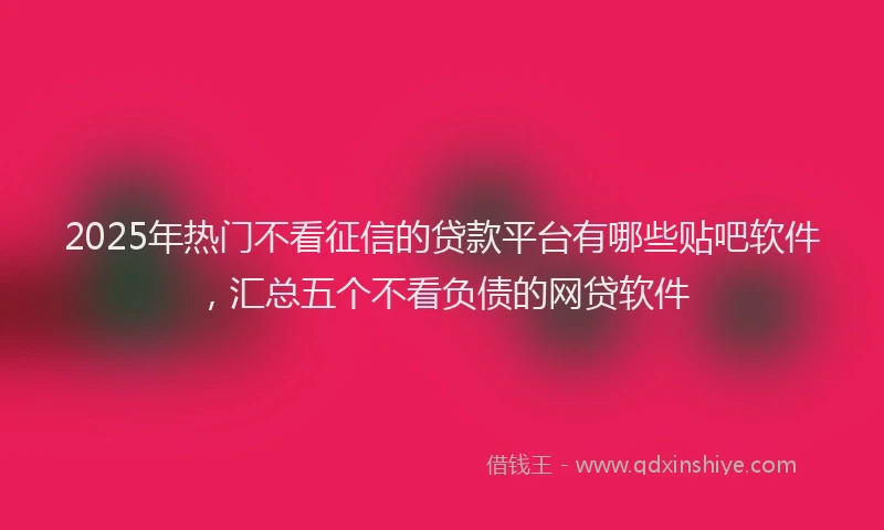 2025年热门不看征信的贷款平台有哪些贴吧软件，汇总五个不看负债的网贷软件