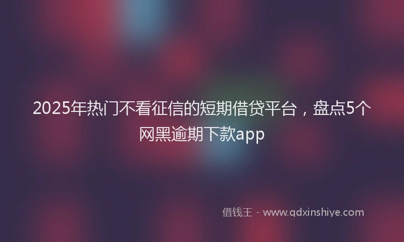 2025年热门不看征信的短期借贷平台，盘点5个网黑逾期下款app