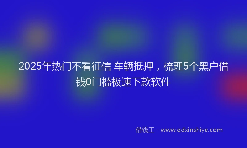 2025年热门不看征信 车辆抵押，梳理5个黑户借钱0门槛极速下款软件