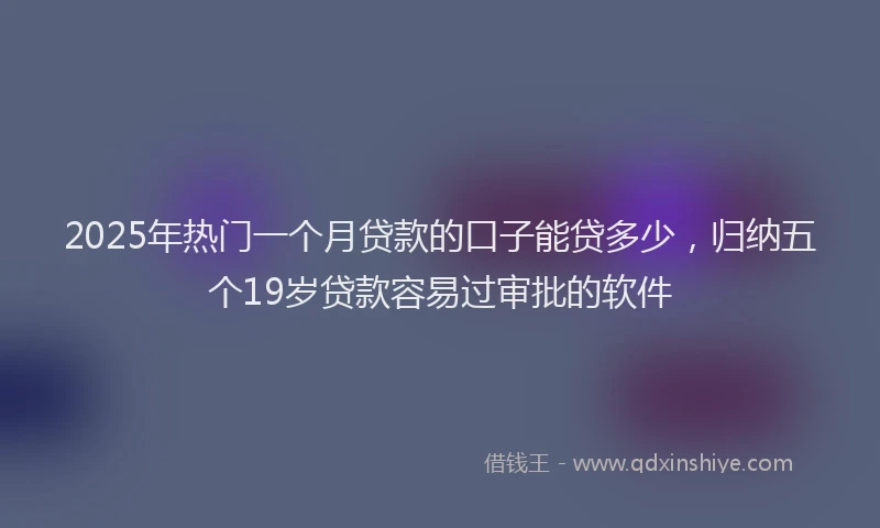 2025年热门一个月贷款的口子能贷多少，归纳五个19岁贷款容易过审批的软件