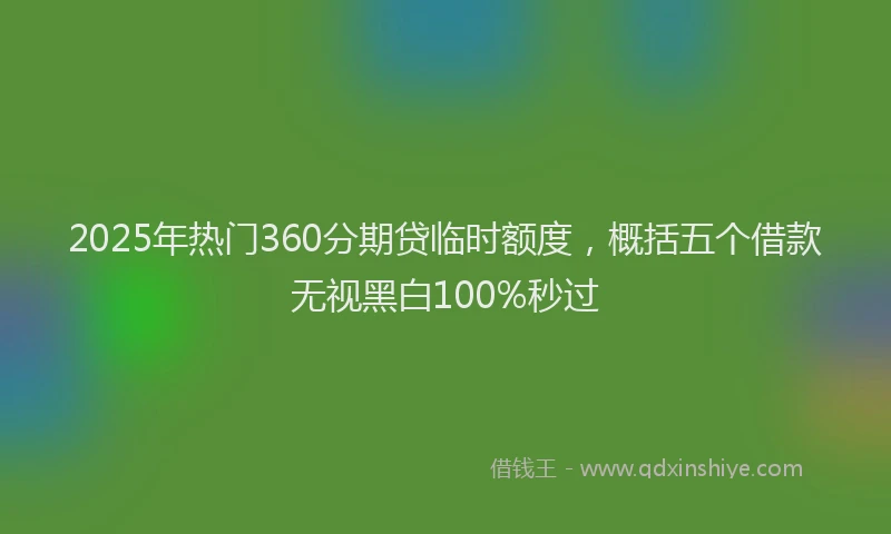 2025年热门360分期贷临时额度，概括五个借款无视黑白100%秒过