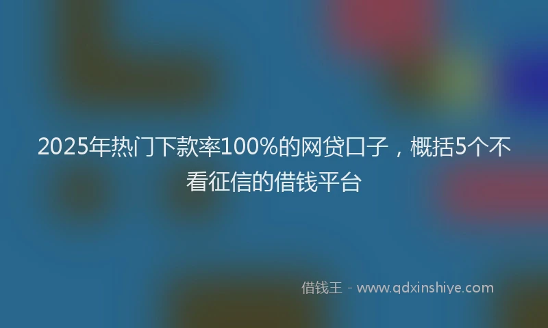 2025年热门下款率100%的网贷口子，概括5个不看征信的借钱平台