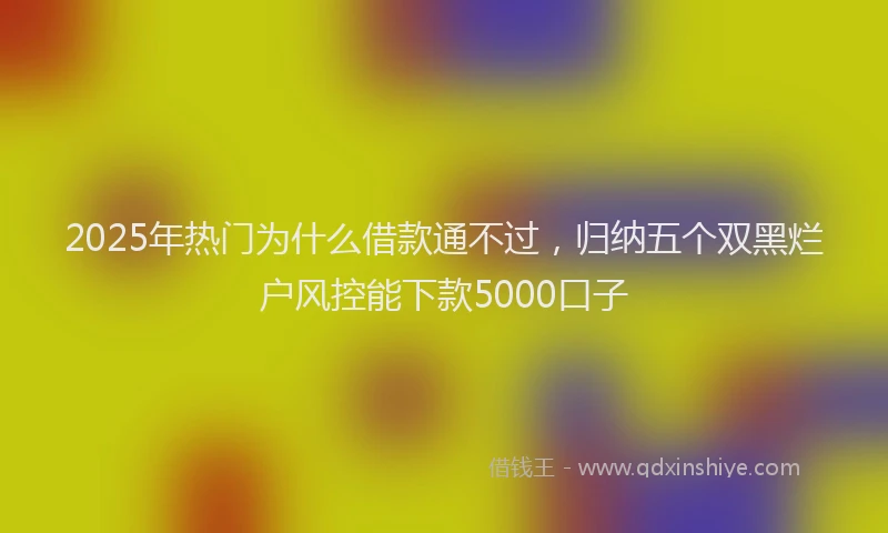 2025年热门为什么借款通不过，归纳五个双黑烂户风控能下款5000口子
