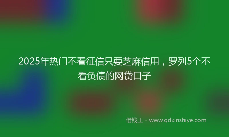 2025年热门不看征信只要芝麻信用，罗列5个不看负债的网贷口子