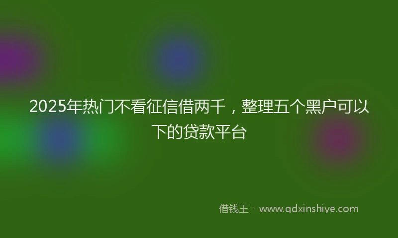 2025年热门不看征信借两千，整理五个黑户可以下的贷款平台