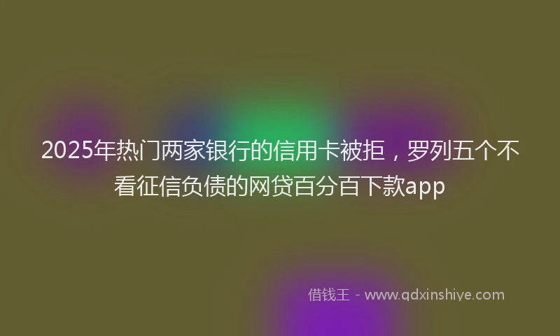 2025年热门两家银行的信用卡被拒，罗列五个不看征信负债的网贷百分百下款app