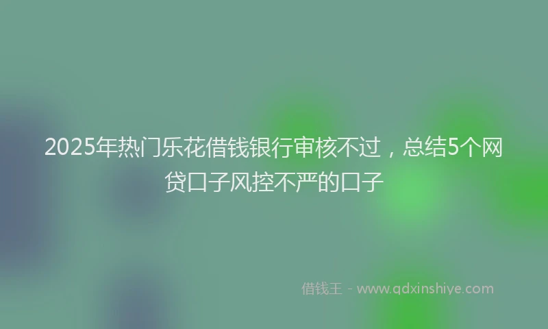 2025年热门乐花借钱银行审核不过，总结5个网贷口子风控不严的口子