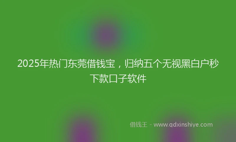 2025年热门东莞借钱宝，归纳五个无视黑白户秒下款口子软件