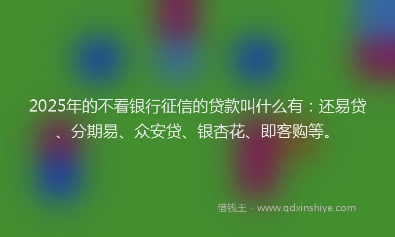 2025年的不看银行征信的贷款叫什么有：还易贷、分期易、众安贷、银杏花、即客购等。