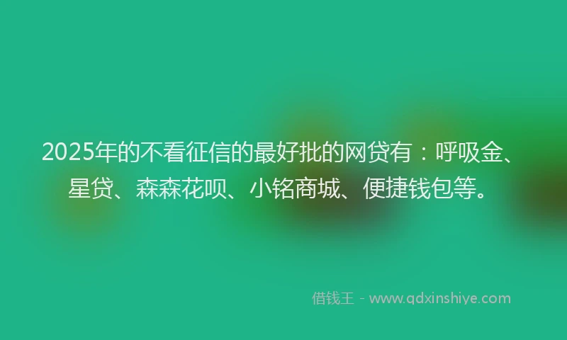 2025年的不看征信的最好批的网贷有：呼吸金、星贷、森森花呗、小铭商城、便捷钱包等。