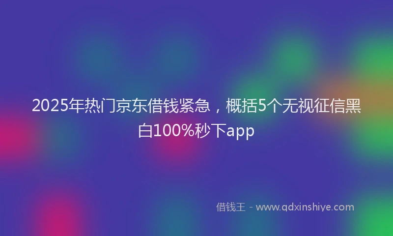 2025年热门京东借钱紧急，概括5个无视征信黑白100%秒下app