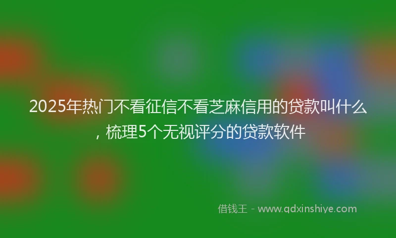 2025年热门不看征信不看芝麻信用的贷款叫什么，梳理5个无视评分的贷款软件
