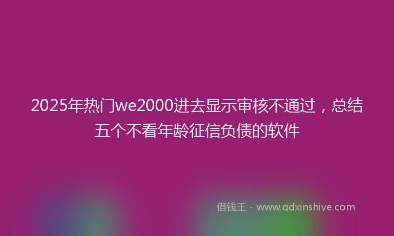 2025年热门we2000进去显示审核不通过，总结五个不看年龄征信负债的软件