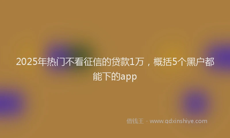 2025年热门不看征信的贷款1万，概括5个黑户都能下的app