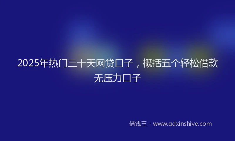 2025年热门三十天网贷口子，概括五个轻松借款无压力口子