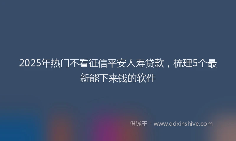 2025年热门不看征信平安人寿贷款，梳理5个最新能下来钱的软件