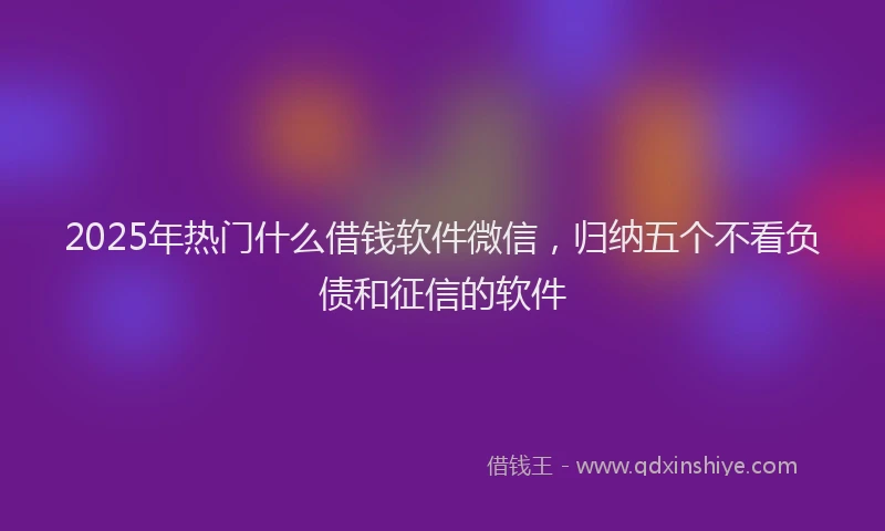2025年热门什么借钱软件微信，归纳五个不看负债和征信的软件