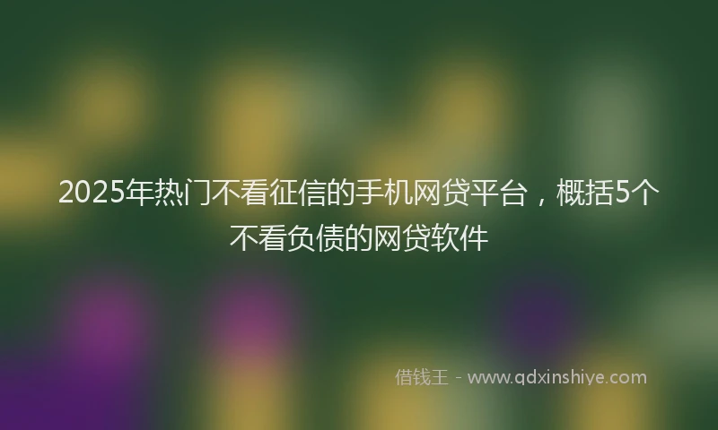 2025年热门不看征信的手机网贷平台，概括5个不看负债的网贷软件