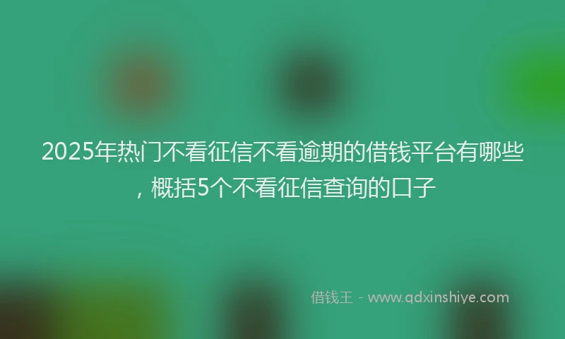 2025年热门不看征信不看逾期的借钱平台有哪些，概括5个不看征信查询的口子