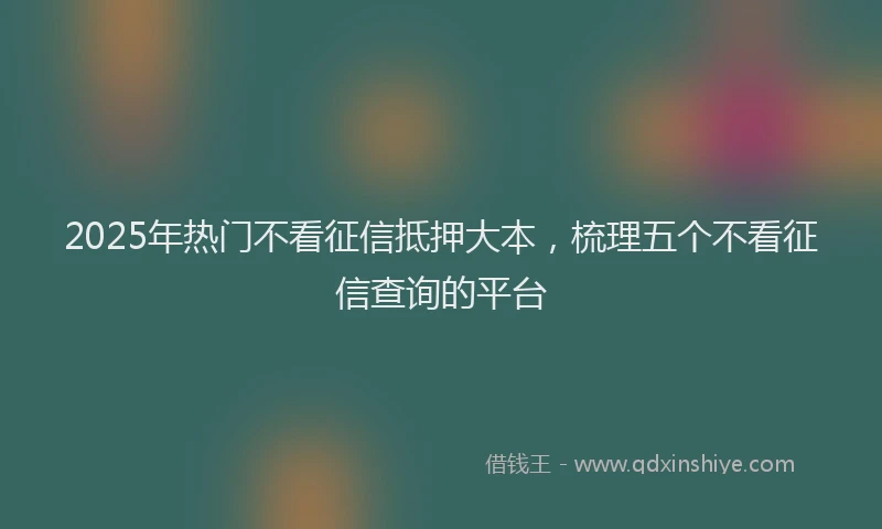 2025年热门不看征信抵押大本，梳理五个不看征信查询的平台