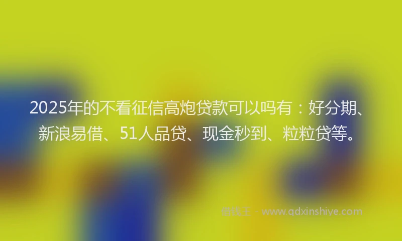 2025年的不看征信高炮贷款可以吗有：好分期、新浪易借、51人品贷、现金秒到、粒粒贷等。