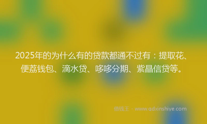 2025年的为什么有的贷款都通不过有：提取花、便荔钱包、滴水贷、哆哆分期、紫晶信贷等。